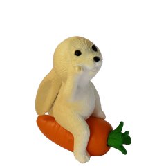 Beige Miniatuur Konijn op Wortel - 4.8cm