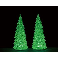 Lemax - Crystal Lighted Tree 3 Color Changeable - M - Set of 2