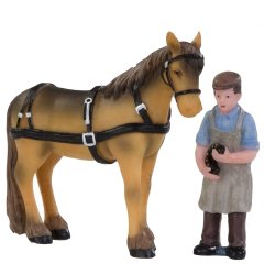 Dickensville Elfsteden - Hoefsmid met Paard - Set van 2
