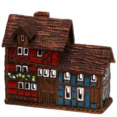 Sigro - Keramiek Mini Vakwerkhuisje Blue & Red - Nu Voorverkoop