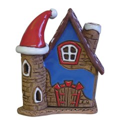 Sigro - Keramiek Rookhuisje Kerstmuts Blue - Nu Voorverkoop