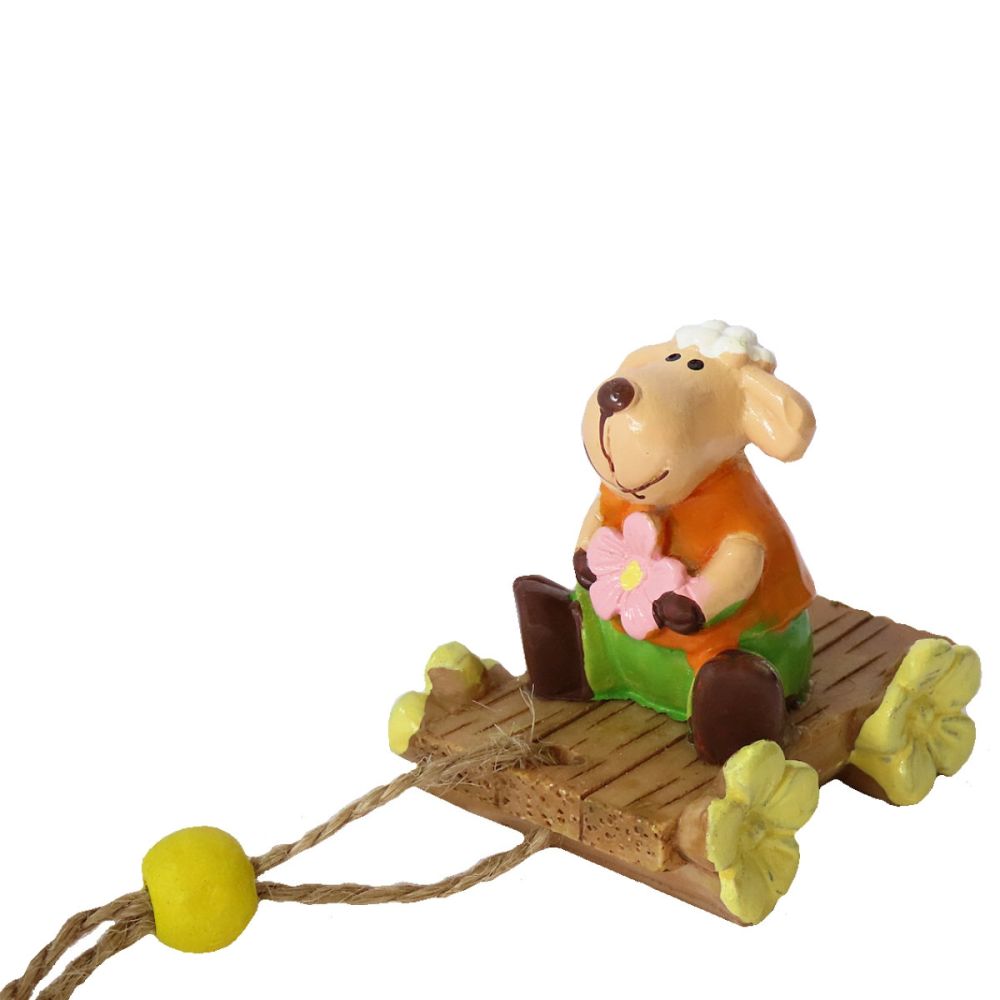 Miniatuur Schaap Roze Bloem - 4.3 cm