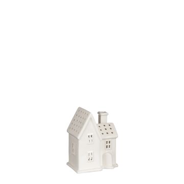 Theelicht Houder Huis Wit 15cm - House of Seasons