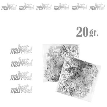 Just Married Confetti Metallic Zilver