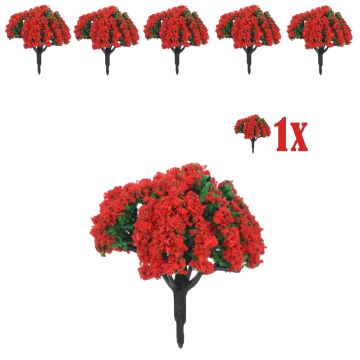 Miniatuur Bloesemstruik met Rode Bloemen - 5 cm