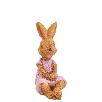 Miniatuur Haasje met Roze Jurk - 4.8 cm