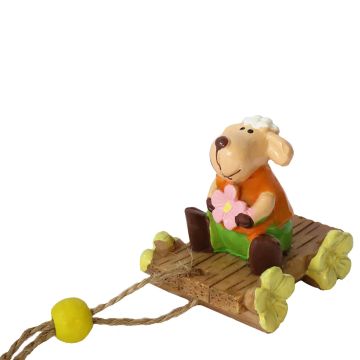 Miniatuur Schaap Roze Bloem - 4.3 cm