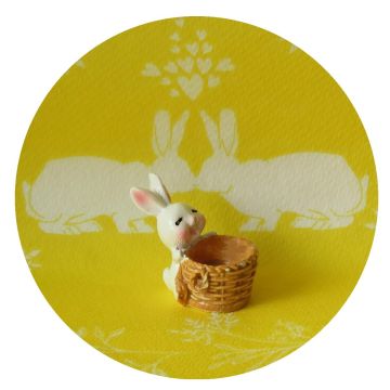 Wit Klein Haasje met Mand - 3 cm